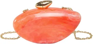 Egg Shape Acrylic Clutch Purse Marble Acrylic Bag Shiny Evening Bag Cute Wedding Party Shoulder Crossbody Chain Bags