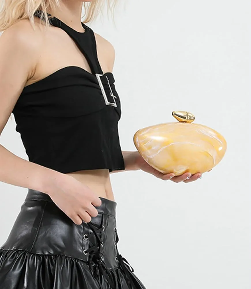 Egg Shape Acrylic Clutch Purse Marble Acrylic Bag Shiny Evening Bag Cute Wedding Party Shoulder Crossbody Chain Bags