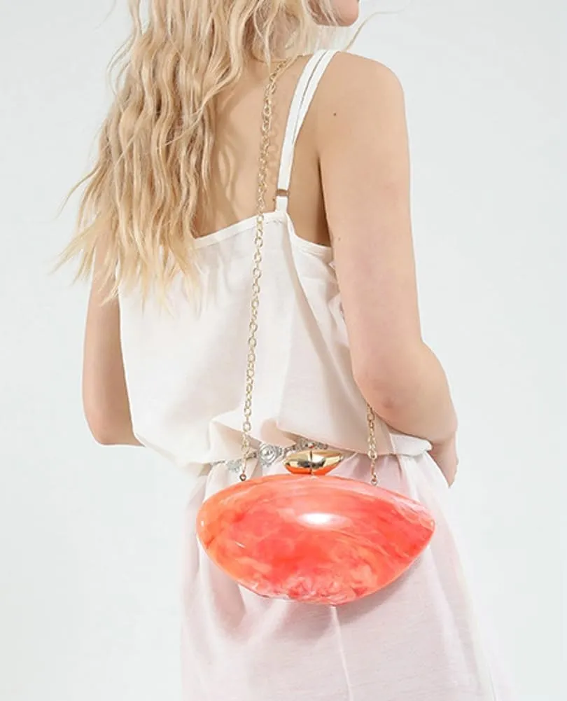 Egg Shape Acrylic Clutch Purse Marble Acrylic Bag Shiny Evening Bag Cute Wedding Party Shoulder Crossbody Chain Bags