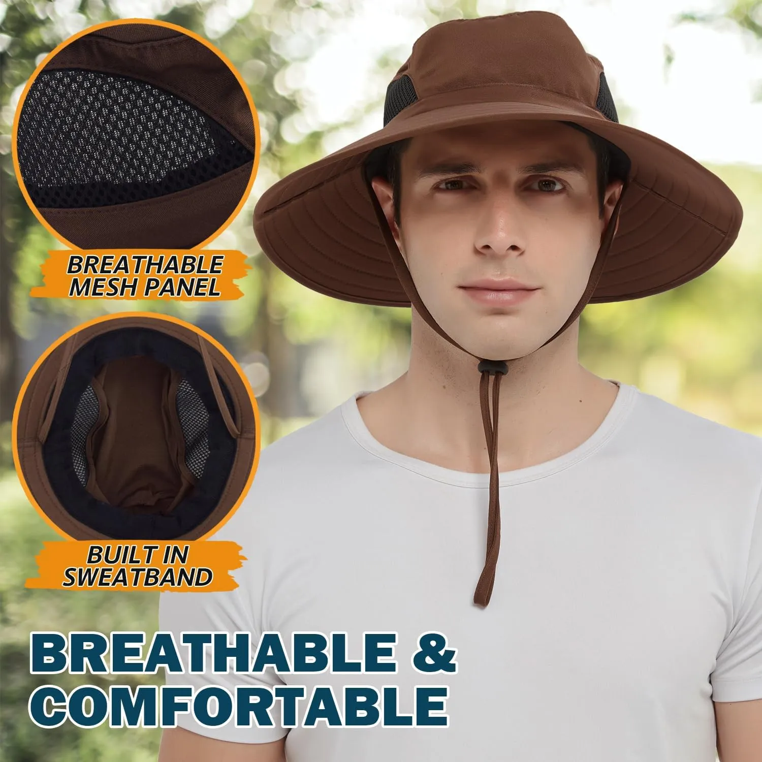 EINSKEY Wide Brim Sun Hat, UPF 50  UV Protection Waterproof Packable Bucket Hat for Men & Women, Fishing Hiking Beach Garden