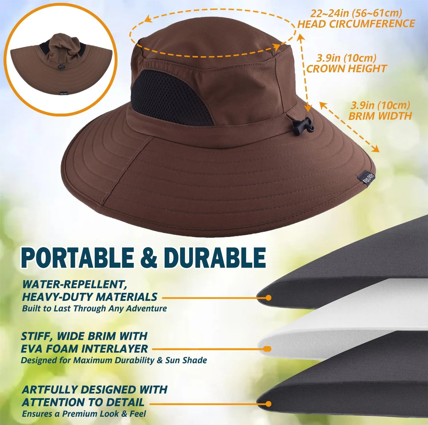 EINSKEY Wide Brim Sun Hat, UPF 50  UV Protection Waterproof Packable Bucket Hat for Men & Women, Fishing Hiking Beach Garden