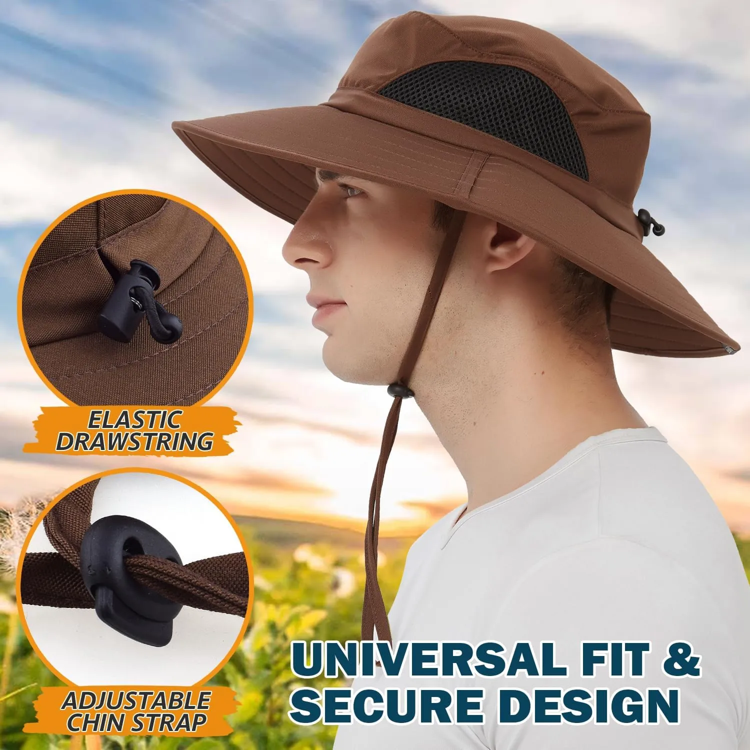 EINSKEY Wide Brim Sun Hat, UPF 50  UV Protection Waterproof Packable Bucket Hat for Men & Women, Fishing Hiking Beach Garden