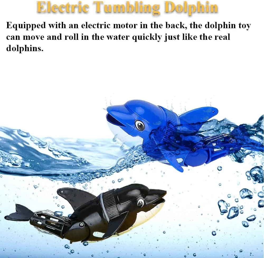 Electric Rollover Dolphin Bath Toy, Bathtub Tubmling Dolphin Simulated Rolling Fish (Black)