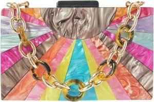 Elegant Ladies Acrylic Evening Clutch Multicolored Bag Box Stylish Marble Purse Handbag for Wedding Banquet Cocktail