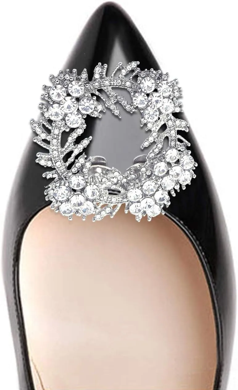 ELEGANTPARK Fashion Shoe Clips for Pumps Pearl Rhinestone Flower Crystal Party Wedding Shoe Accessories Clips