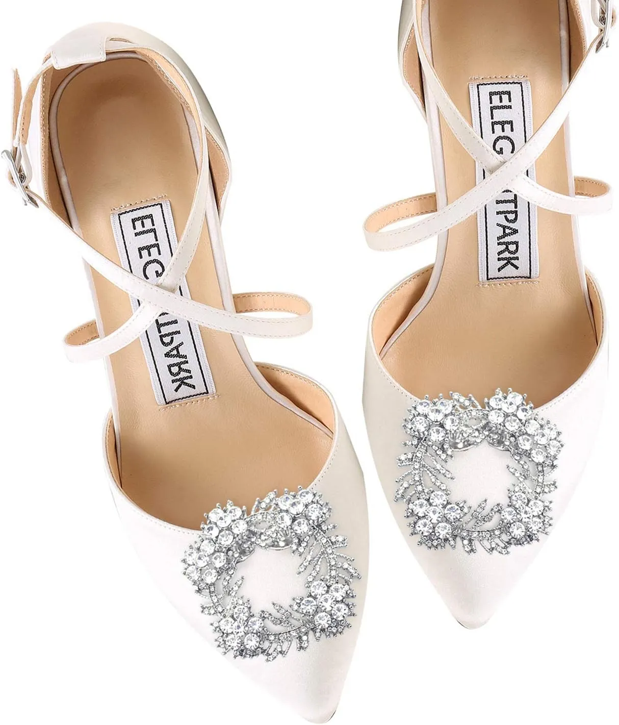 ELEGANTPARK Fashion Shoe Clips for Pumps Pearl Rhinestone Flower Crystal Party Wedding Shoe Accessories Clips