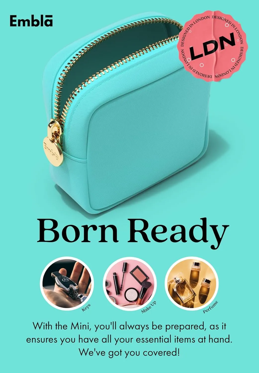 Embla Makeup Bag Travel Cosmetics Pouch and Toiletry Bag, Nylon Zipper Pouch Purse, Cute Make Up Organizer Storage Tote for Women Girls, Waterproof Travel Skincare Case, Small Makeup Bags, Candy Floss