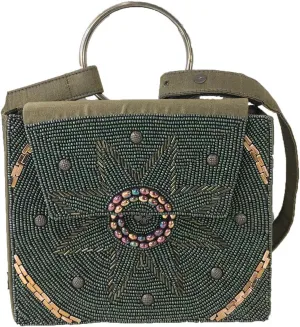 Emilie Beaded Belt Bag Waist Pack, Olive Green Multi
