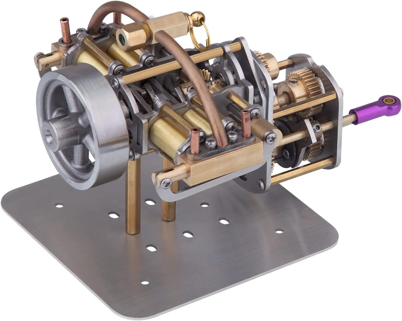 Engine Model Kits, Horizontally Opposed Steam Engine Kit for Adults, Engine Motor Model Educational Physics Experiment STEM Model