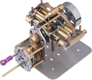 Engine Model Kits, Horizontally Opposed Steam Engine Kit for Adults, Engine Motor Model Educational Physics Experiment STEM Model