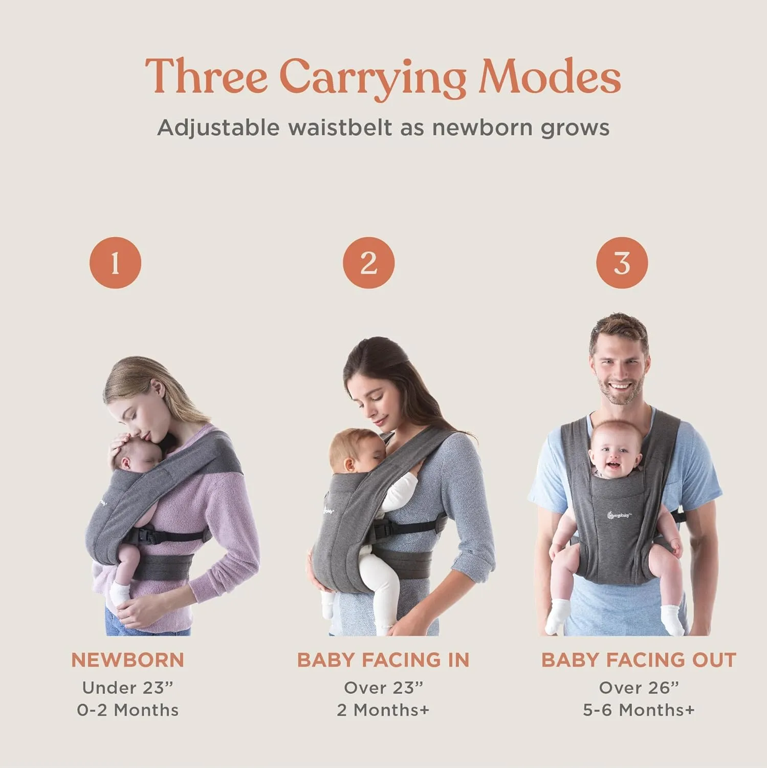Ergobaby Embrace Cozy Newborn Baby Wrap Carrier (7-25 Pounds), Ponte Knit, Canyon Clay