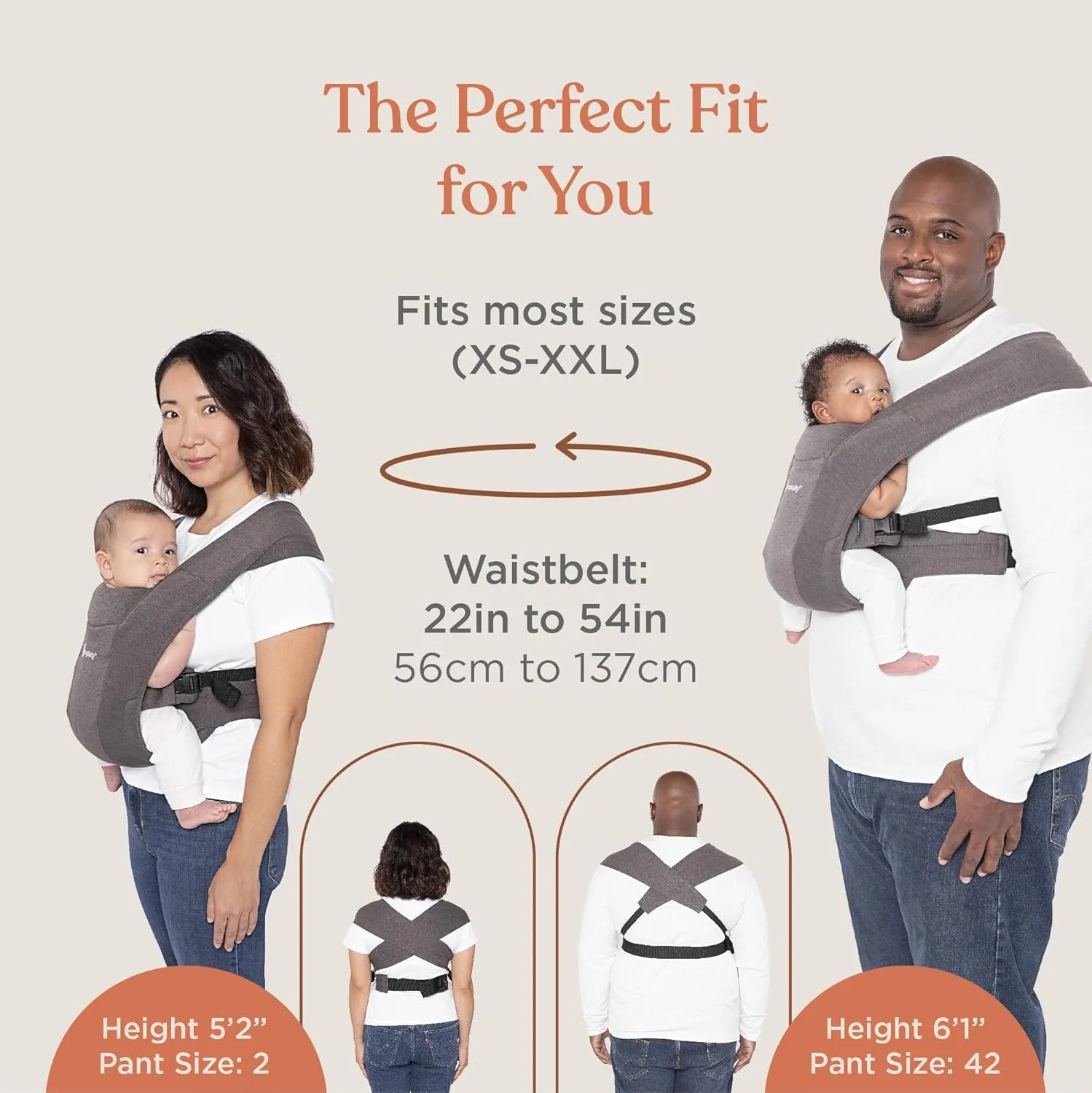 Ergobaby Embrace Cozy Newborn Baby Wrap Carrier (7-25 Pounds), Ponte Knit, Canyon Clay