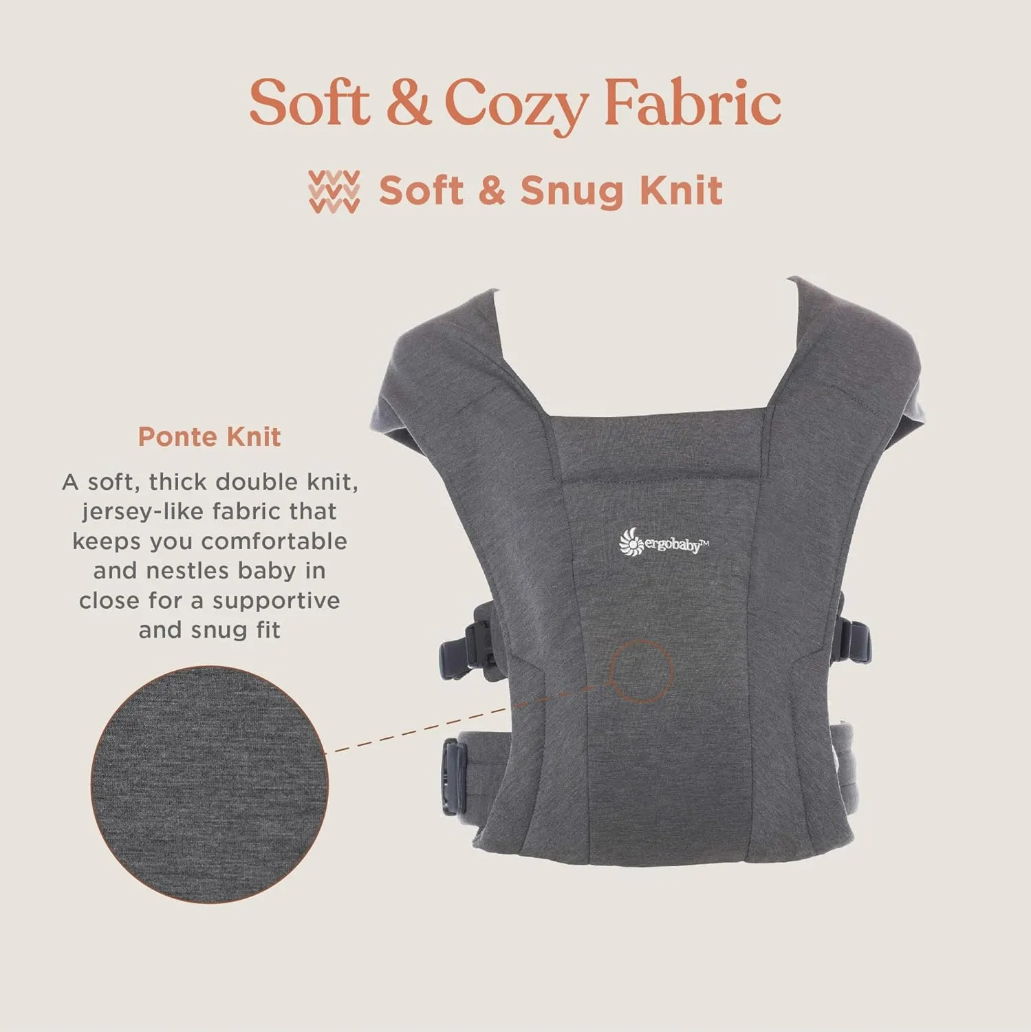 Ergobaby Embrace Cozy Newborn Baby Wrap Carrier (7-25 Pounds), Ponte Knit, Canyon Clay