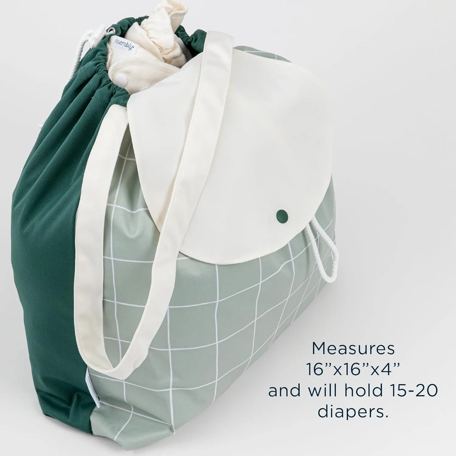 Esembly NEW Day Bag, Wet Dry Bag for Cloth Diapers - Waterproof, Reusable and Washable - Multipurpose for Diaper, Pool, Beach, Gym and Travel with Two Compartments - One Size, Off-Leash