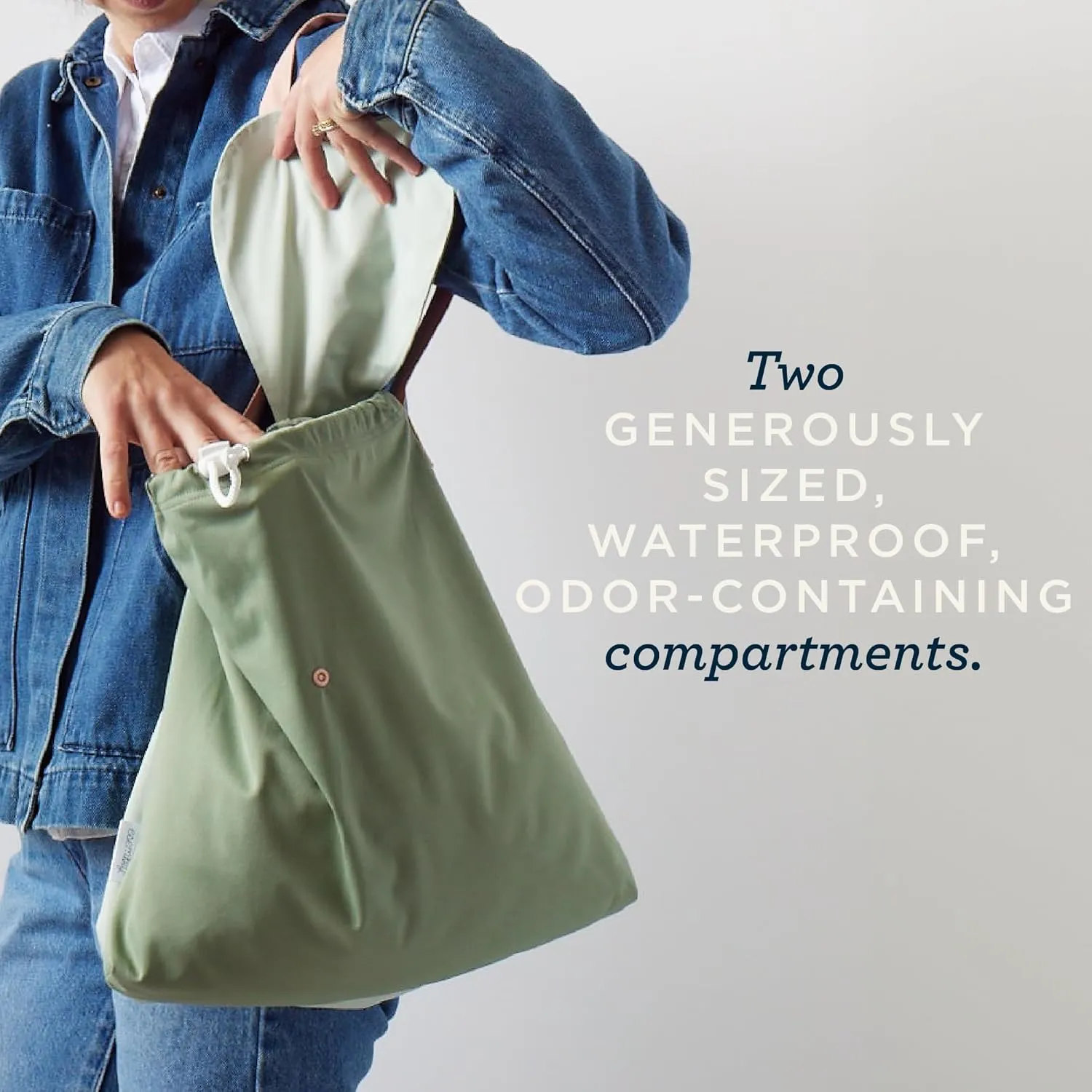 Esembly NEW Day Bag, Wet Dry Bag for Cloth Diapers - Waterproof, Reusable and Washable - Multipurpose for Diaper, Pool, Beach, Gym and Travel with Two Compartments - One Size, Off-Leash