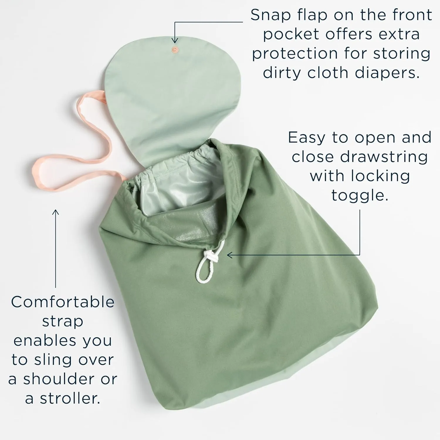 Esembly NEW Day Bag, Wet Dry Bag for Cloth Diapers - Waterproof, Reusable and Washable - Multipurpose for Diaper, Pool, Beach, Gym and Travel with Two Compartments - One Size, Off-Leash