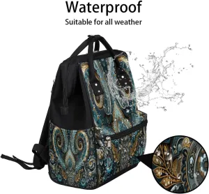 Ethnic Texture Solemn Large Diaper Bag Backpack for Mom Dad Travel Casual Diaper Back Pack Tote Waterproof Nappy Changing Bags Baby Maternity Hospital Bag Shoulder Diaper Daypack for Women