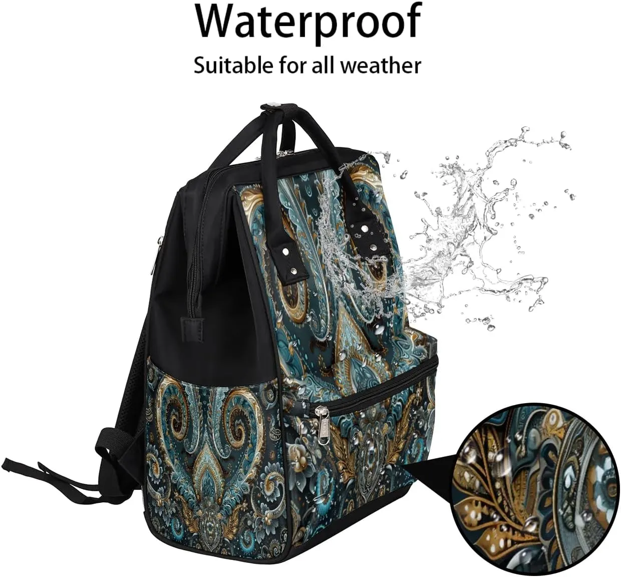 Ethnic Texture Solemn Large Diaper Bag Backpack for Mom Dad Travel Casual Diaper Back Pack Tote Waterproof Nappy Changing Bags Baby Maternity Hospital Bag Shoulder Diaper Daypack for Women