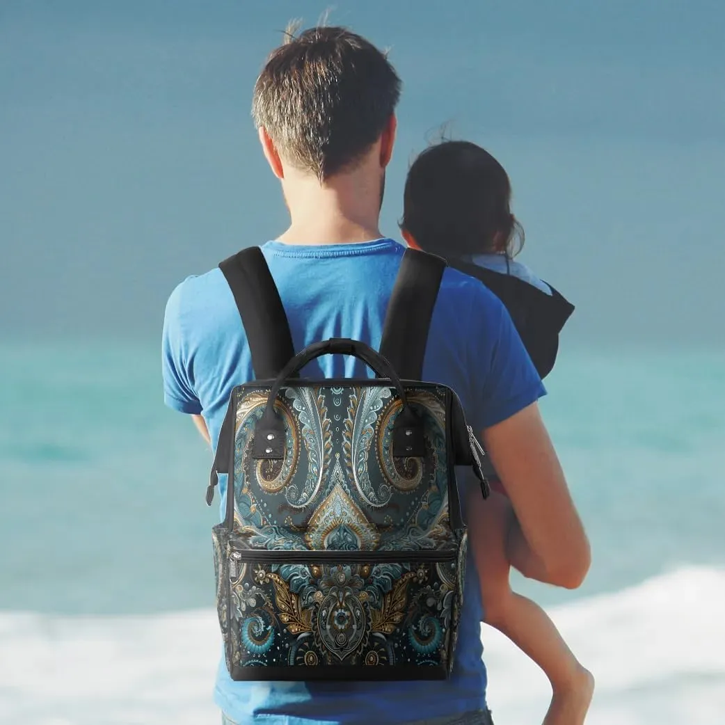 Ethnic Texture Solemn Large Diaper Bag Backpack for Mom Dad Travel Casual Diaper Back Pack Tote Waterproof Nappy Changing Bags Baby Maternity Hospital Bag Shoulder Diaper Daypack for Women