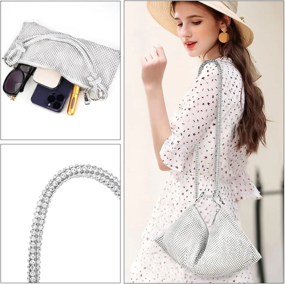 Evening Bag Clutch Purses for Women, Rhinestones Purse, Sparkling Envelope Evening Bag with Detachable Chain