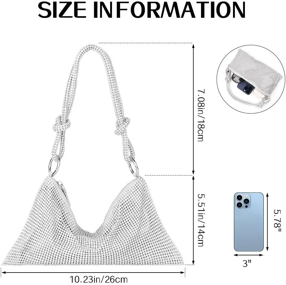 Evening Bag Clutch Purses for Women, Rhinestones Purse, Sparkling Envelope Evening Bag with Detachable Chain