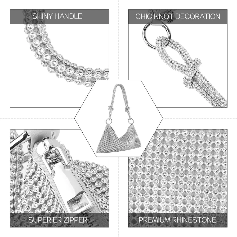 Evening Bag Clutch Purses for Women, Rhinestones Purse, Sparkling Envelope Evening Bag with Detachable Chain