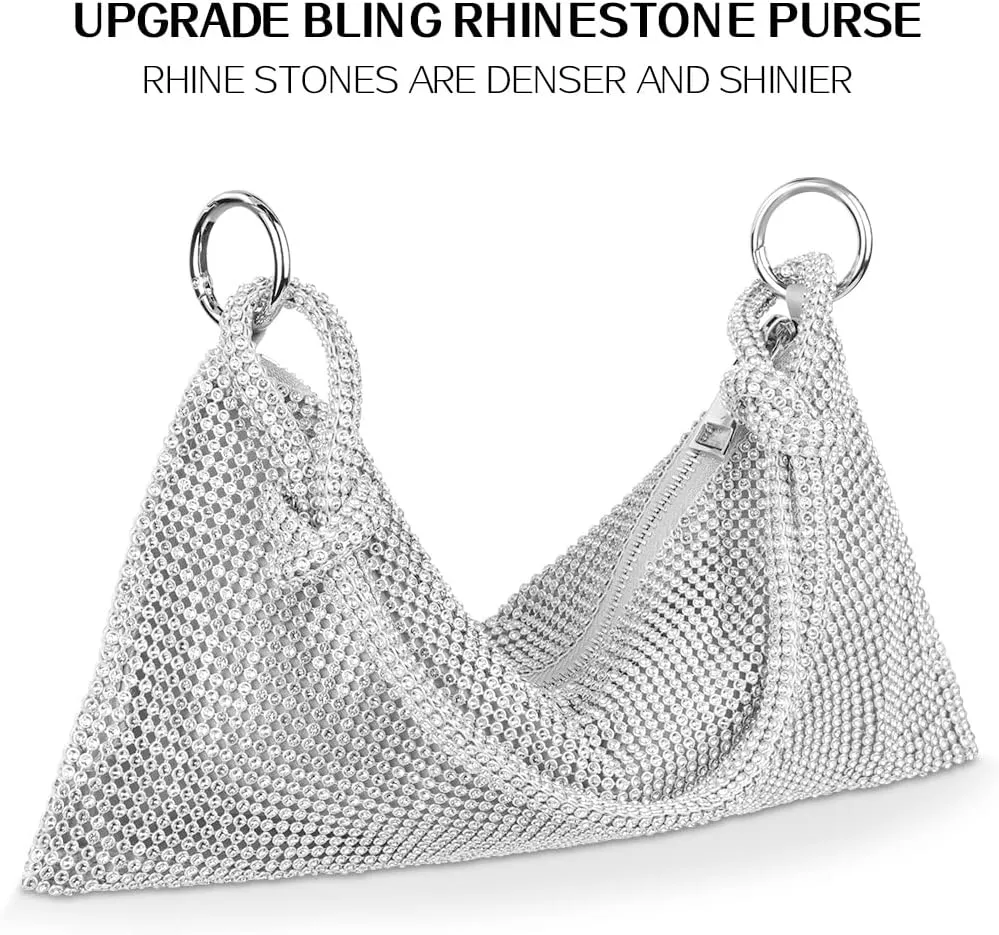 Evening Bag Clutch Purses for Women, Rhinestones Purse, Sparkling Envelope Evening Bag with Detachable Chain