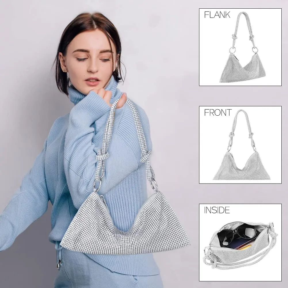 Evening Bag Clutch Purses for Women, Rhinestones Purse, Sparkling Envelope Evening Bag with Detachable Chain