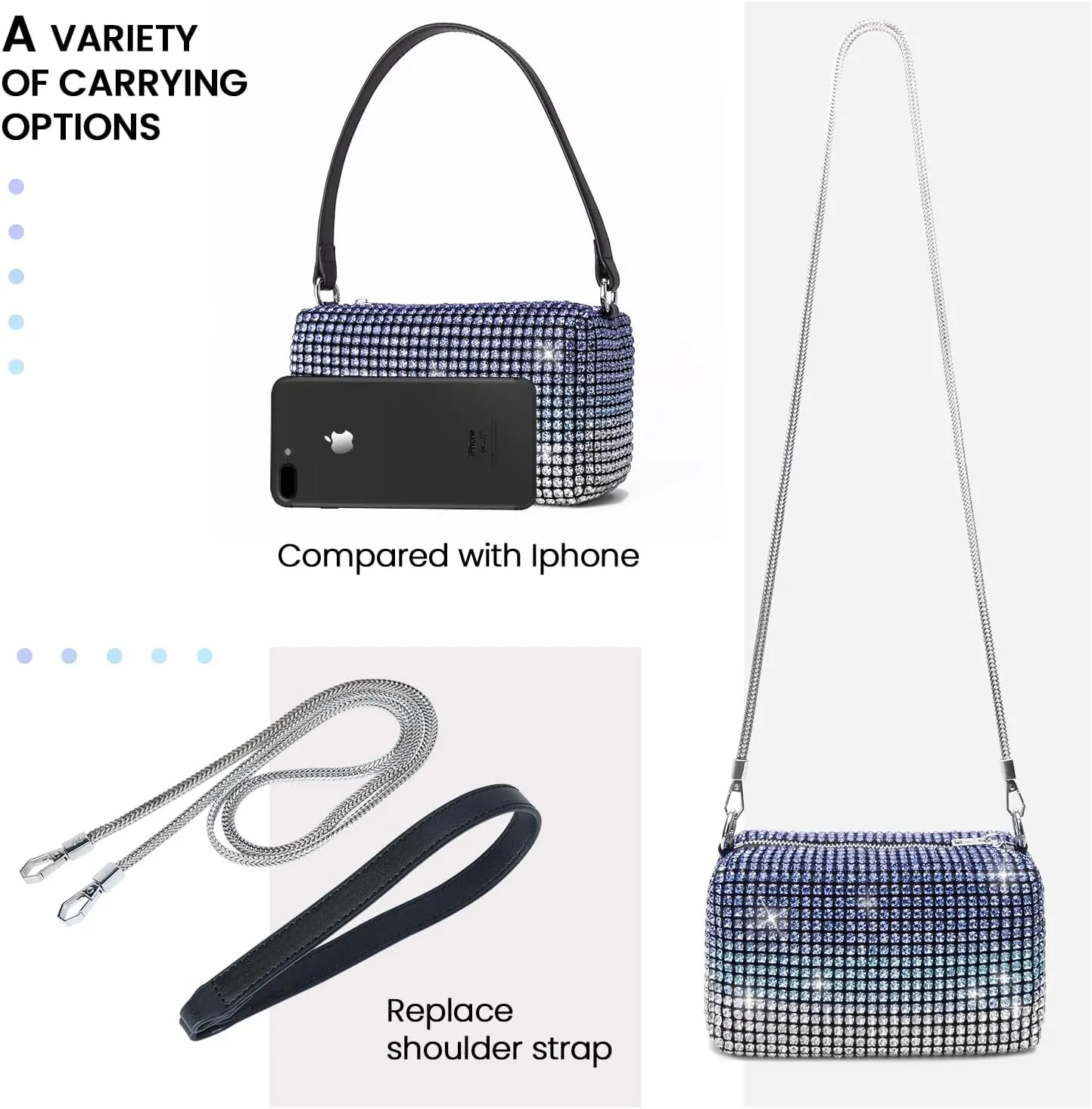 Evening Bags Clutch Purse for Women,Colorful Party Handbag Rhinestone Elegant Party Purse