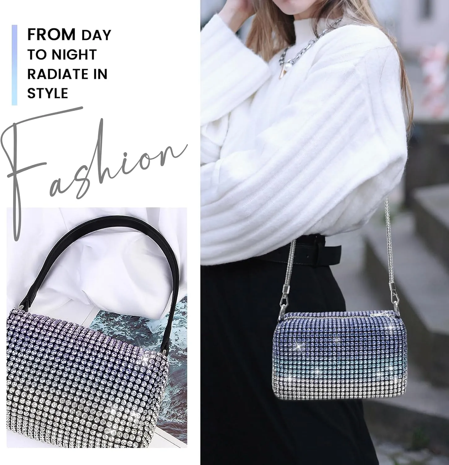 Evening Bags Clutch Purse for Women,Colorful Party Handbag Rhinestone Elegant Party Purse