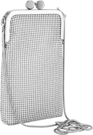 Evening Handbags Clutch Purses for Women Metal mesh Small Crossbody Bag Cell Phone Purse Wallet