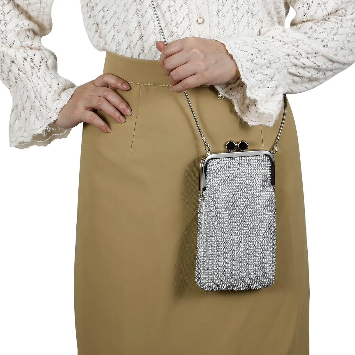 Evening Handbags Clutch Purses for Women Metal mesh Small Crossbody Bag Cell Phone Purse Wallet