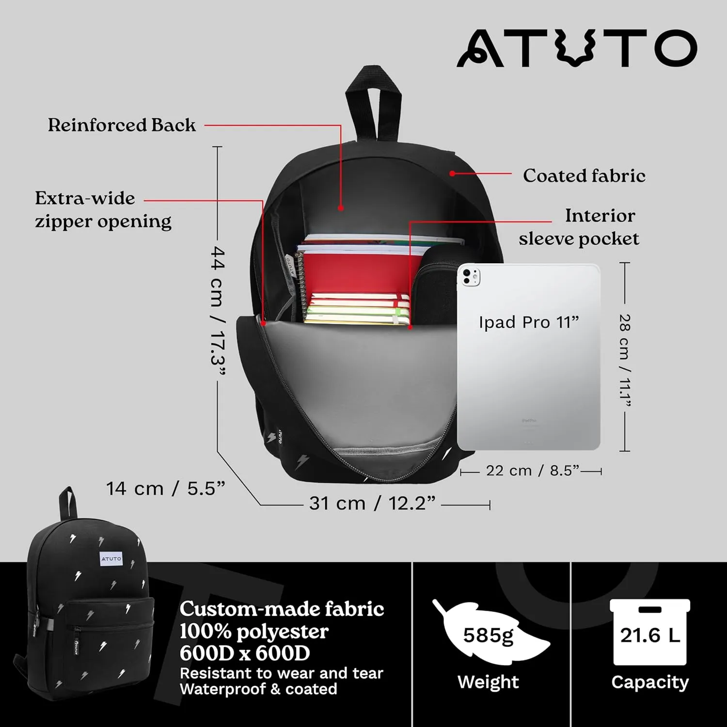 Everyday Backpack, Basic Backpack for Women and Men, Casual Backpack with 20L, Classic Backpack with Durable Fabric (Print Black)