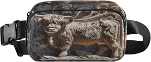 Exnundod Fanny Packs for Women & Men 3d Highland Cow, Waist Pack Stone Carving Crossbody Bags Belt Adjustable Strap for Running Hiking Workout