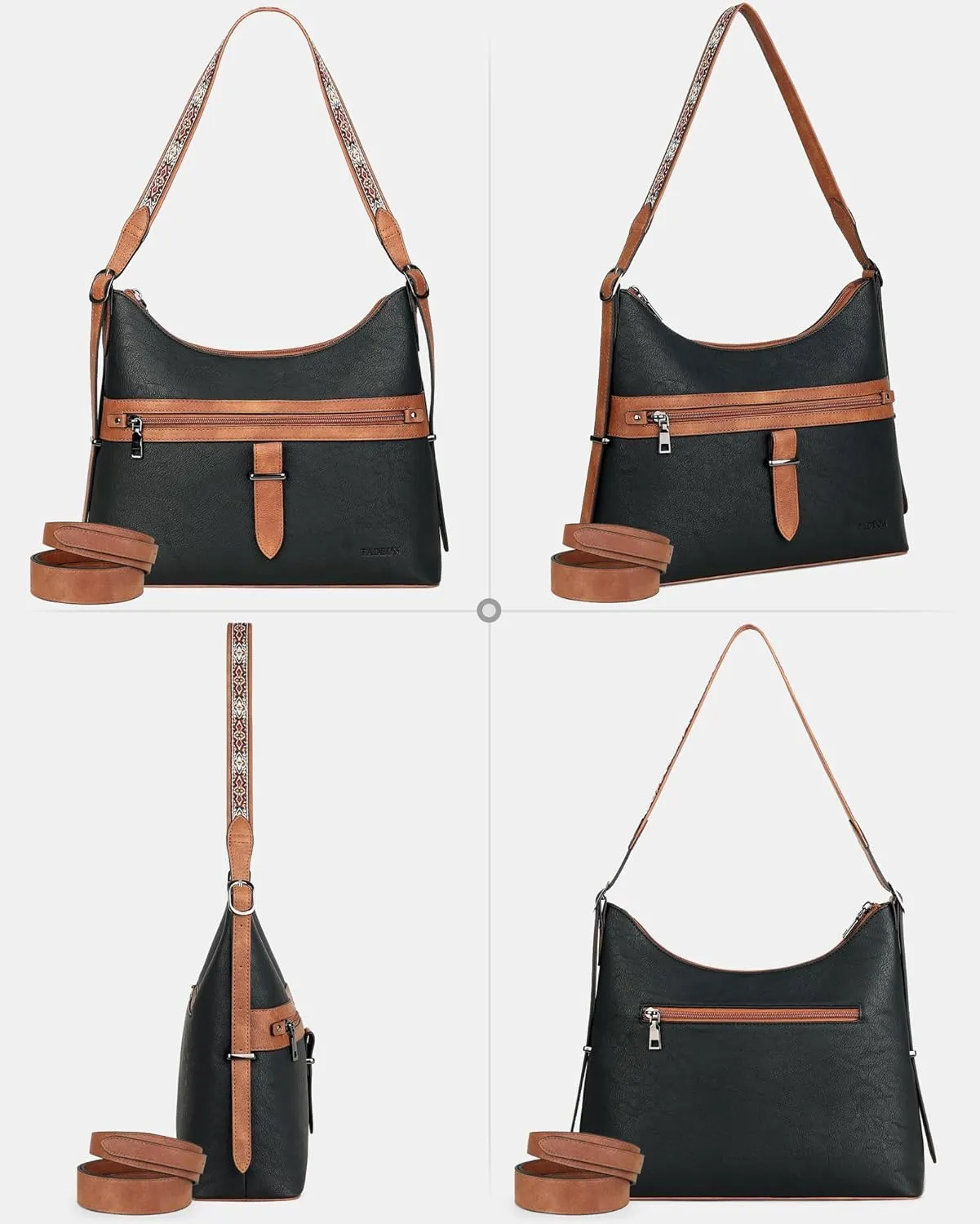 FADEON Hobo Bags Purse for Women Vegan Leather Crossbody Bag Designer Ladies Shoulder Cross Body Handbag Wide Straps
