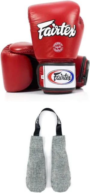 Fairtex BGV1BR Boxing Gloves & Deodorizer Set | Breathable, Shock Absorbent Muay Thai Gloves with Odor Neutralizing Inserts | Perfect for Boxing, Kickboxing, MMA, & Fitness