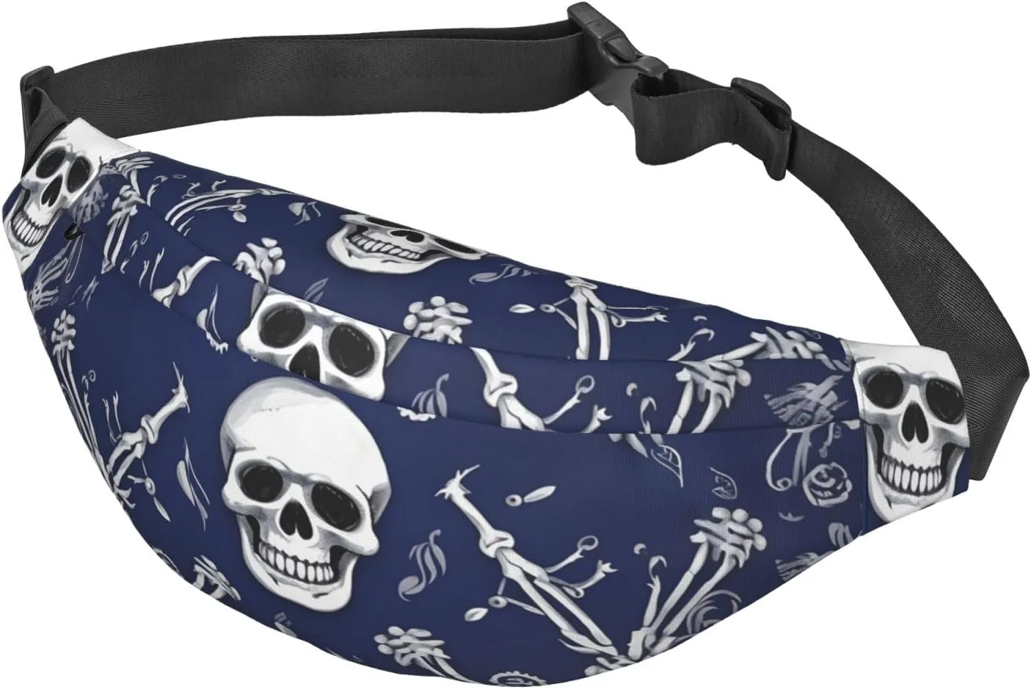 Fanny Pack Belt Bag for Women Men Adjustable Waist Pack Bag Blue skull and bones Crossbody Bags for Travel