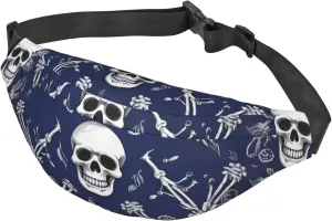 Fanny Pack Belt Bag for Women Men Adjustable Waist Pack Bag Blue skull and bones Crossbody Bags for Travel