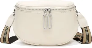 Fanny Pack Crossbody Bags For Women Genuine Leather Fashion Belt Bag Waist Purse (White01)