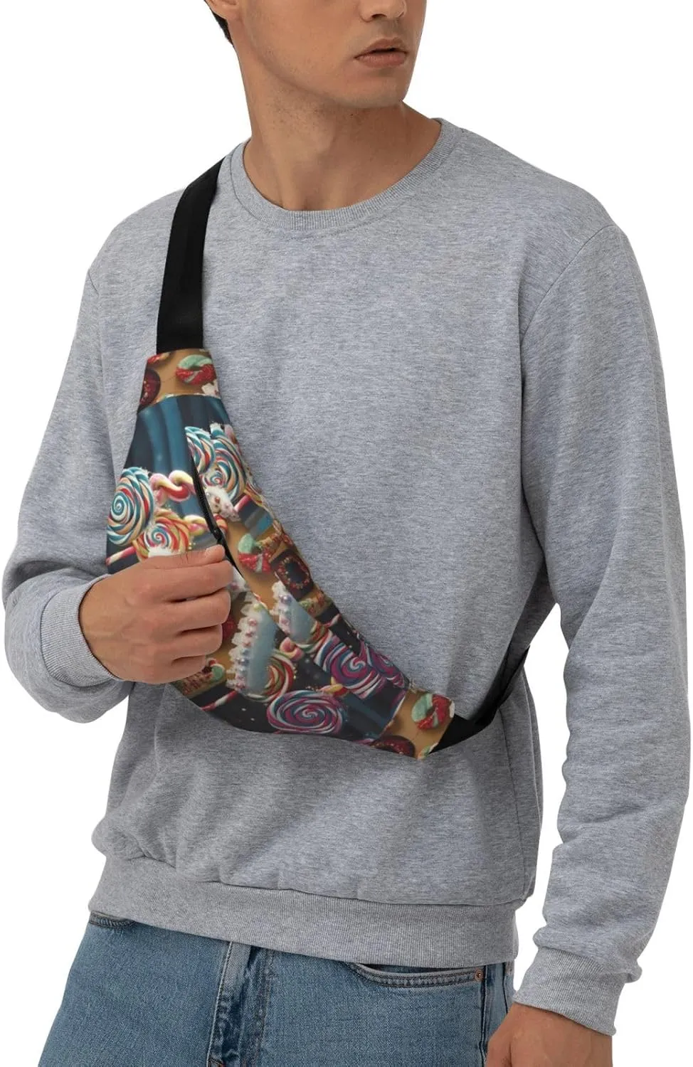 Fanny Pack for Men Women Waist Bag Adjustable Waist Pack Crossbody Belt Bag Lollipops Christmas Trees Cottage Bum Bag