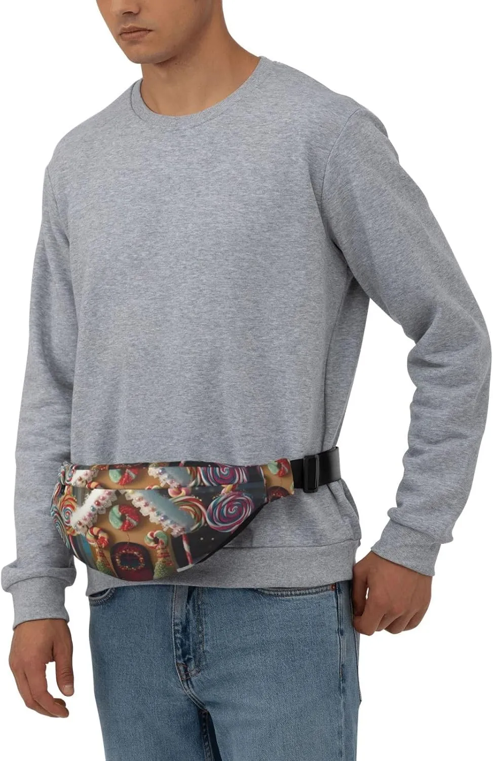 Fanny Pack for Men Women Waist Bag Adjustable Waist Pack Crossbody Belt Bag Lollipops Christmas Trees Cottage Bum Bag