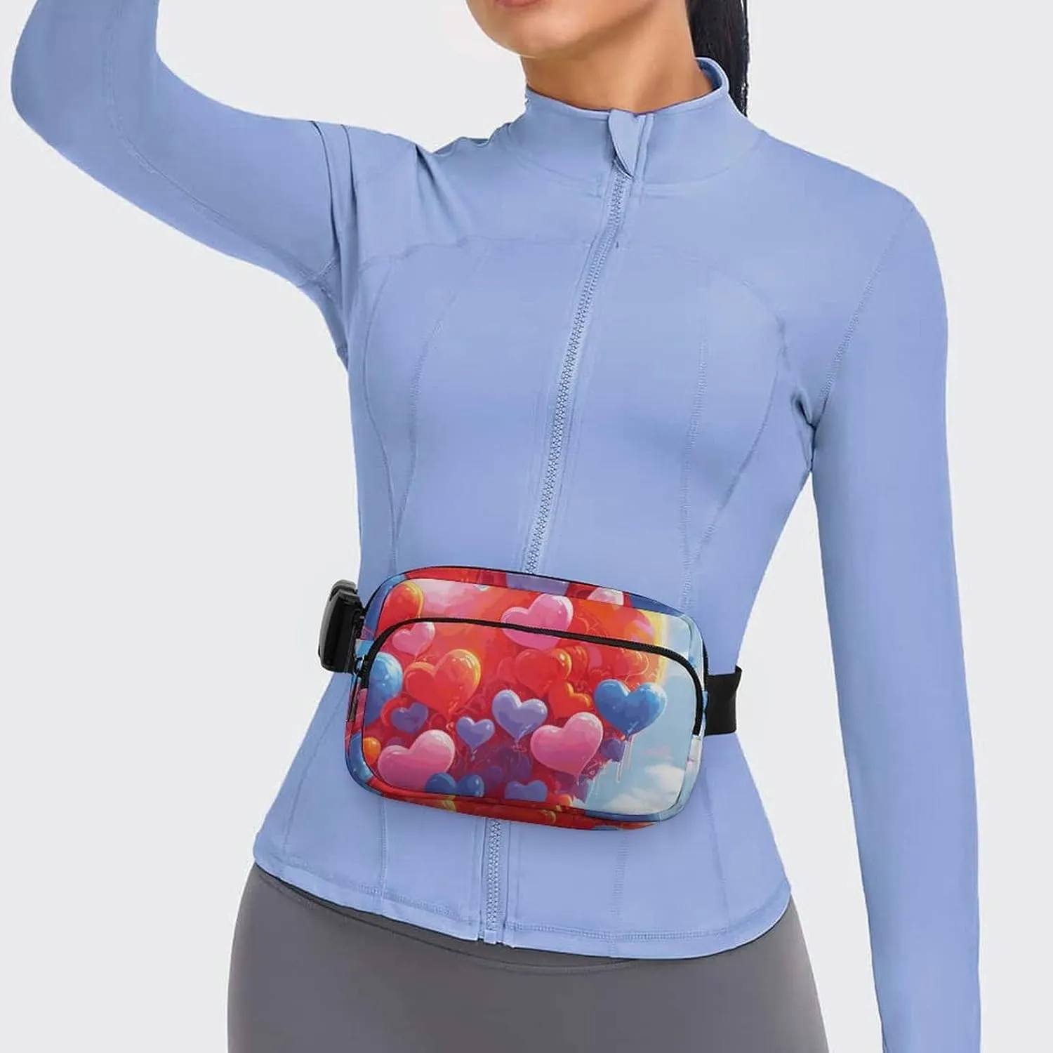 Fanny Pack for Men&Women Crossbody Waist Bag Small Sling Backpack Heart Shaped Drawing Belt Bag