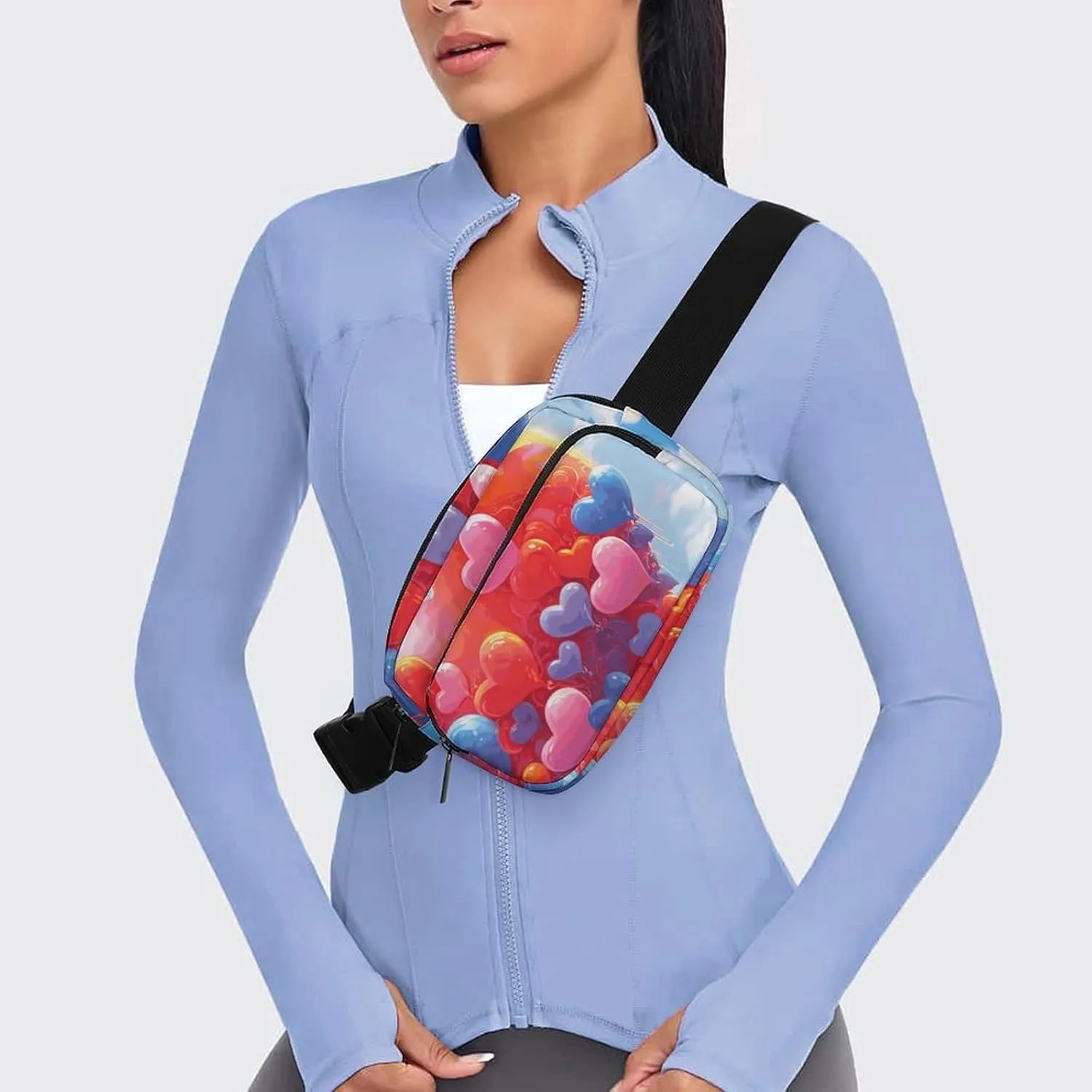 Fanny Pack for Men&Women Crossbody Waist Bag Small Sling Backpack Heart Shaped Drawing Belt Bag