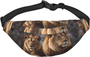 Fanny Pack for Women Mem Fashion Waist Packs Crossbody Two lions Belt Bag with Adjustable Strap Waist Bag