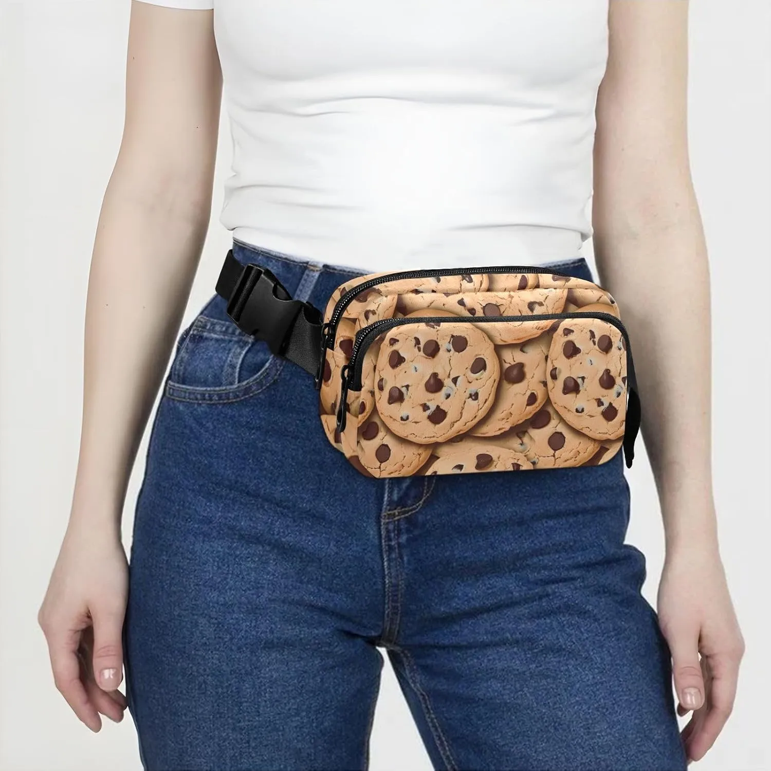 Fanny Pack for Women Men, Chocolate Chip Cookies Belt Bag Waist Pack Crossbody Bag Bum Bag with Adjustable Strap