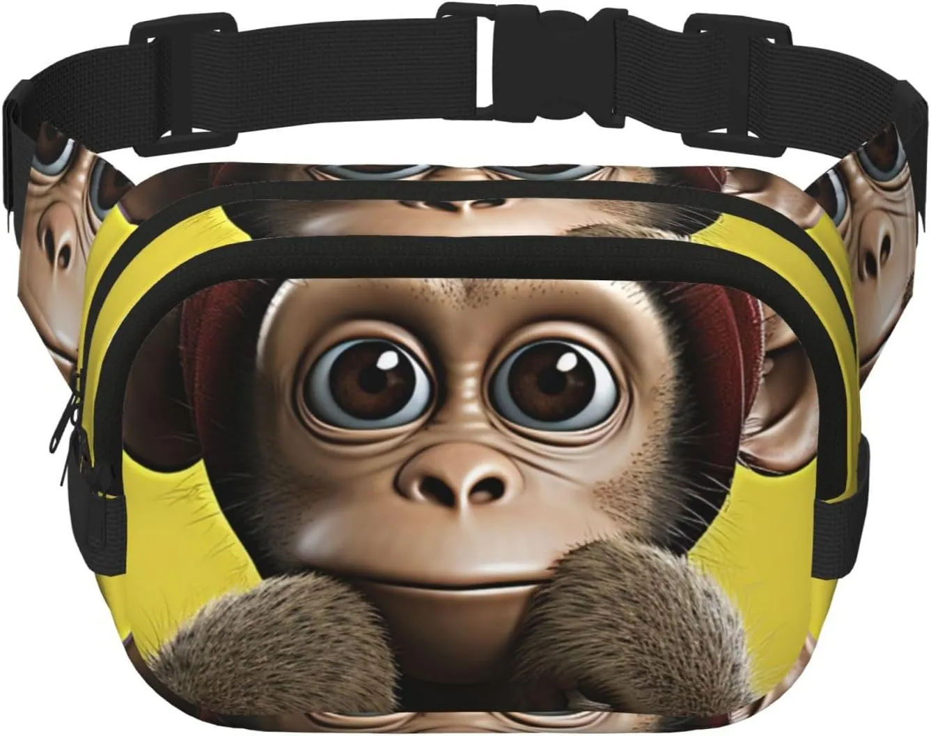 Fanny Pack For Women Men Waterproof Adjustable Belt Bags Waist Pack Fashion Crossbody Bags Curious Monkey Bum Bag For Running Workout Hiking Traveling