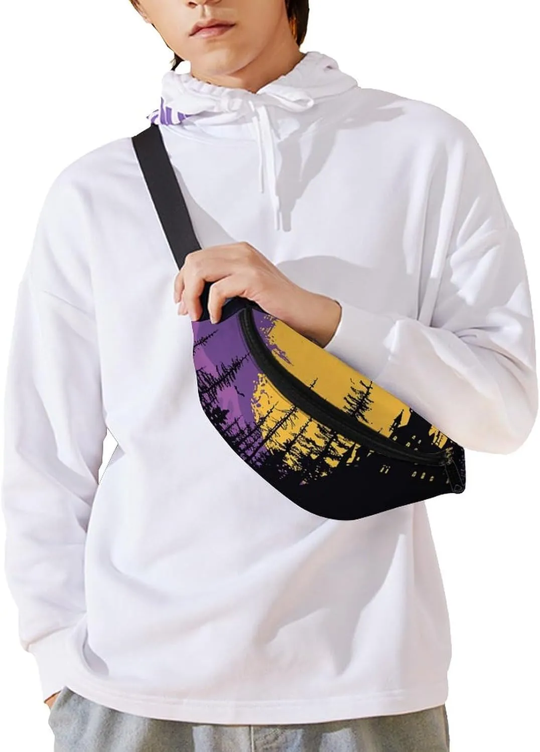 Fanny Pack for Women Men Witch And Broom Waist Pack Adjustable Belt Bag for Workout Running Travelling Casual Waist Bag, 36*15cm, style-2-1