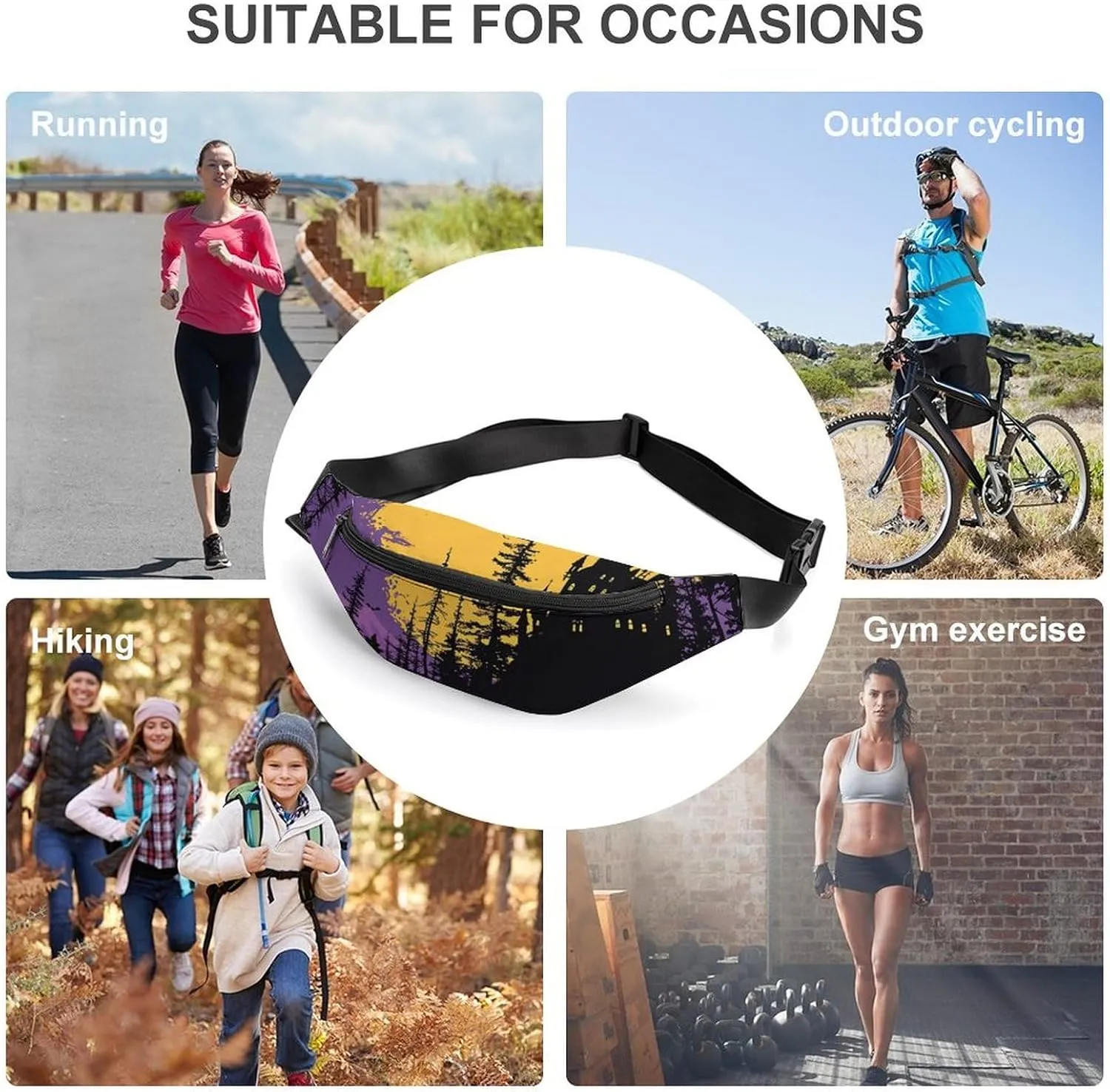 Fanny Pack for Women Men Witch And Broom Waist Pack Adjustable Belt Bag for Workout Running Travelling Casual Waist Bag, 36*15cm, style-2-1