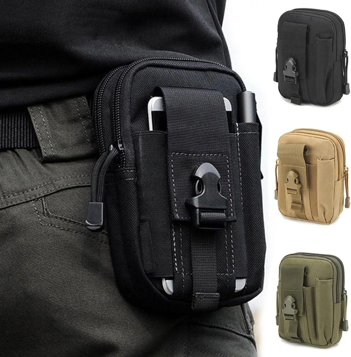 Fanny Pack Waist Pack Men's Casual Bag Travel Purse Waterproof Belt Zipper Tactical Outdoor Sport Fanny Multifunction Pack Phone Pocket (2)