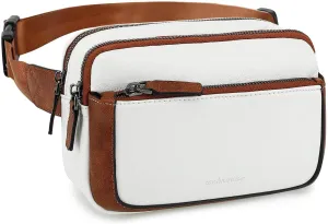 Fanny Packs for Women, Leather Vegan Belt Bag Crossbody Waist Bag Adjustable Strap, Large Fashion Everywhere Belt Bag, Beige Brown